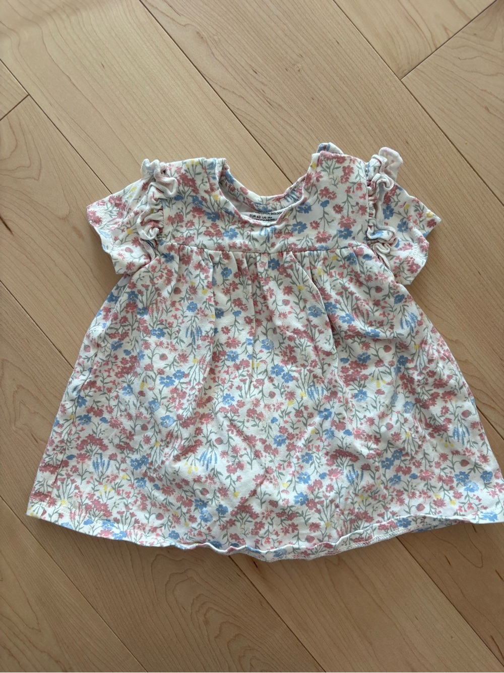 H&M Floral Ruffle-Sleeve Baby Blouse - Cream, Pink & Blue